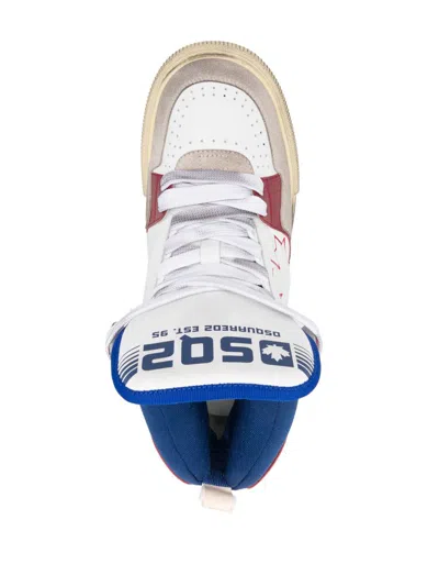 Dsquared2 White High Top Boogie Sneakers In Bianco+rosso+blu