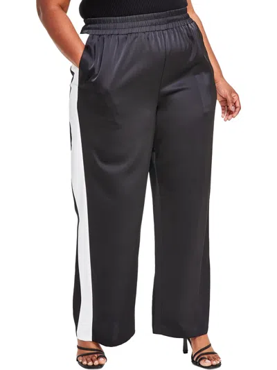 Nina Parker Plus Womens Colorblock High Rise Wide Leg Pants In Multi