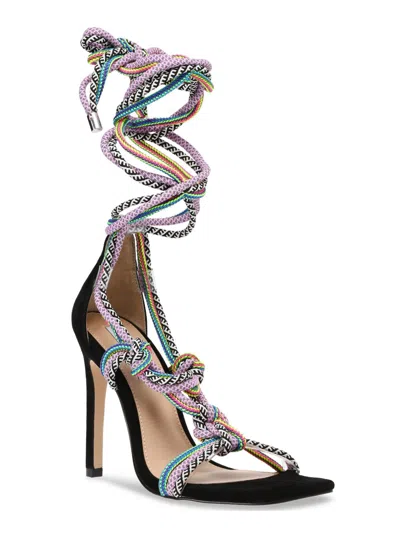 Steve Madden Slit Tie Up Womens Suede Evening Gladiator Sandals In Multi