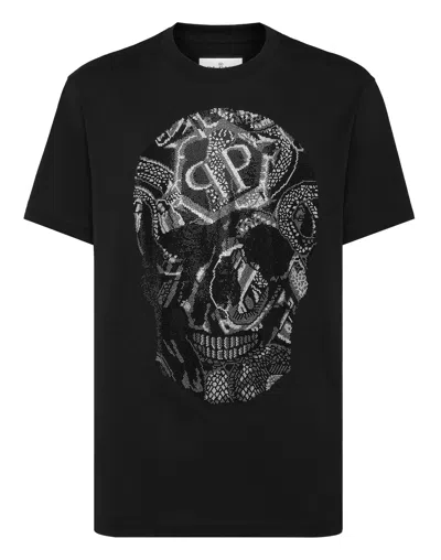 Philipp Plein Ss Snake Round-neck T-shirt In Black