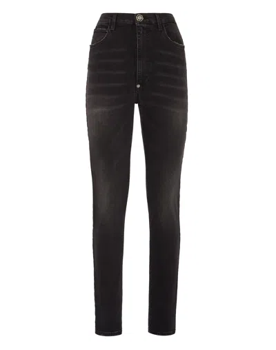 Philipp Plein High-rise Skinny Faded Jeans In Multi