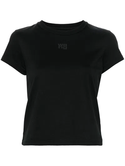 Alexander Wang Essential Jersey Shrunk Tee With Puff Logo Black