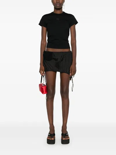 Alexander Wang Essential Jersey Shrunk Tee With Puff Logo Black