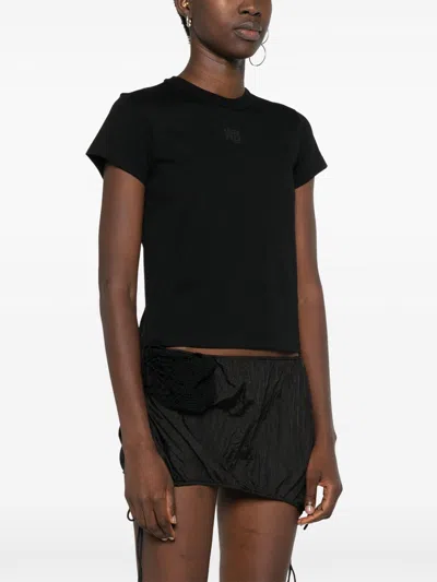 Alexander Wang Essential Jersey Shrunk Tee With Puff Logo Black