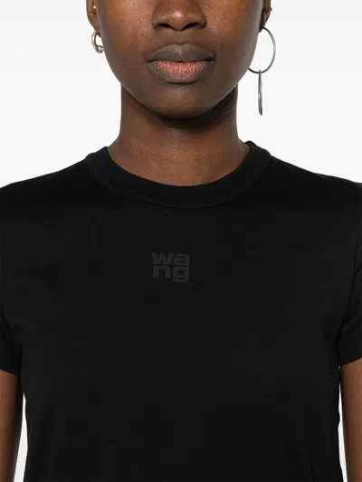 Alexander Wang Essential Jersey Shrunk Tee With Puff Logo Black