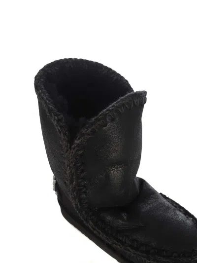 Mou Eskimo 24 Low Heels Ankle Boots In Black Leather In Black