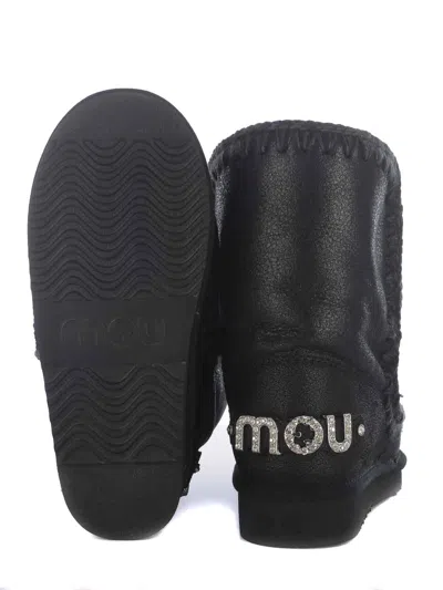 Mou Eskimo 24 Low Heels Ankle Boots In Black Leather In Black