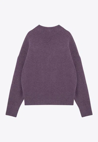 Shop Ami Alexandre Mattiussi Ami De Coeur Intarsia Knit Turtleneck Sweater In Purple