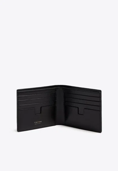 Tom Ford Bi-fold Embossed Leather Wallet In Black