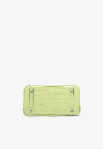 Pre-owned Hermes Birkin 25 In Jaune Bourgeon Matte Alligator With Palladium Hardware