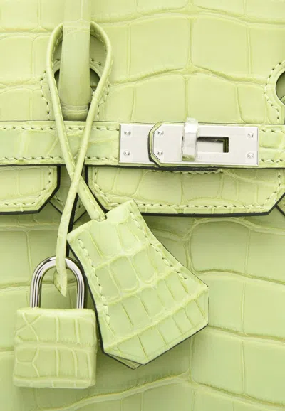 Pre-owned Hermes Birkin 25 In Jaune Bourgeon Matte Alligator With Palladium Hardware