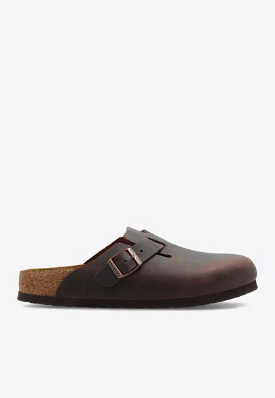 Shop Birkenstock Boston Oiled Leather Mules In Brown