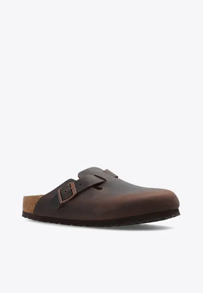 Shop Birkenstock Boston Oiled Leather Mules In Brown