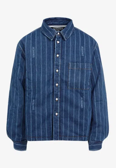 Jacquemus La Chemise Boulanger Blue Stripe Cotton Shirt In Blue