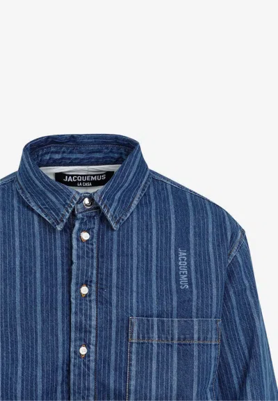 Jacquemus La Chemise Boulanger Blue Stripe Cotton Shirt In Blue