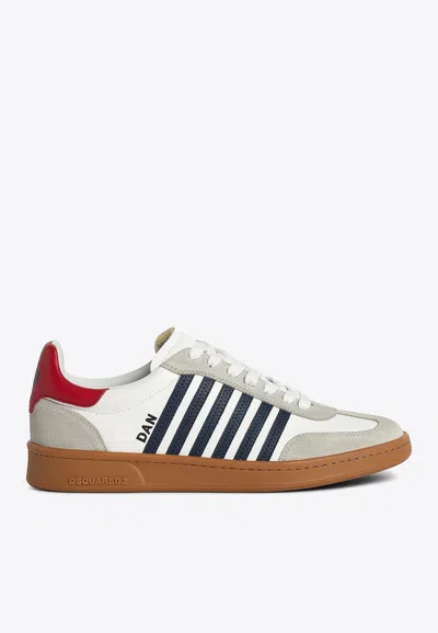 Dsquared2 Man Sneakers Off White Size 8 Calfskin In Multicolor