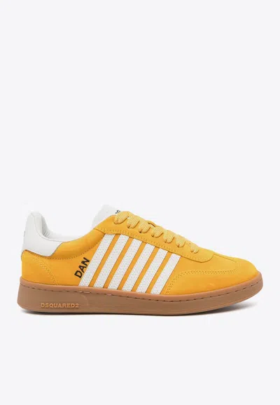 Dsquared2 Boxer Leather Sneakers In Yellow