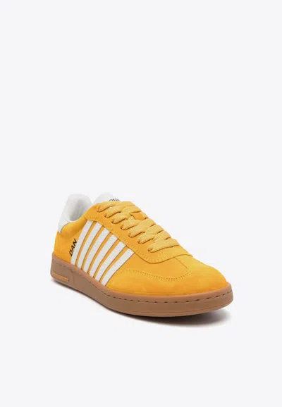 Dsquared2 Boxer Leather Sneakers In Yellow
