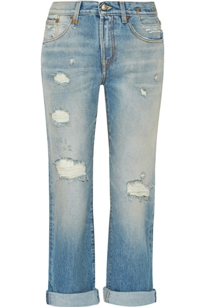 R13 Woman Catherine Distressed Mid-rise Boyfriend Jeans Light Denim