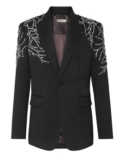 Philipp Plein Crystal-embellished Blazer In Black