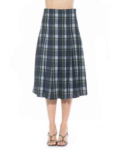 Alexia Admor Shilo Pleated Midi Skirt In Blue
