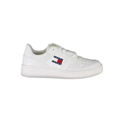 Tommy Hilfiger Classic White Lace-up Sneakers With Contrast Accents