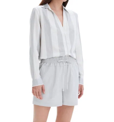 Chrldr Frida Linen Button Up Shirt In Limestone In Grey