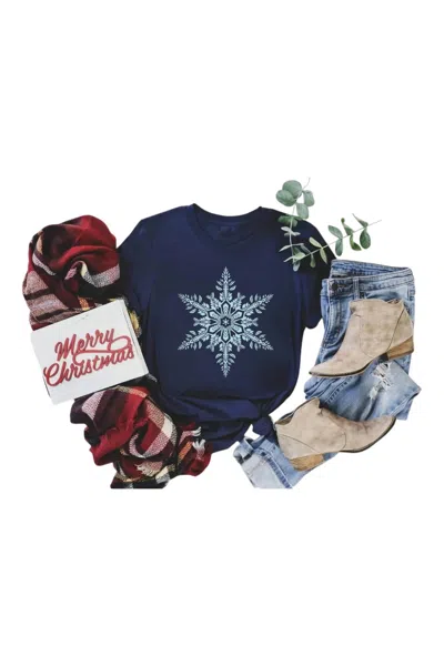 Fox And Owl Women's Snowflake Tee In Navy In Blue