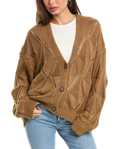 Maronie Pointelle Cardigan In Brown