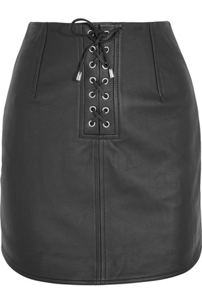 Topshop Unique Woman Swinton Textured-leather Mini Skirt Black
