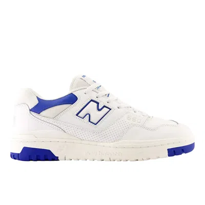 New Balance 550 Low-top Sneakers In White With Cobalt And Summer Fog In White