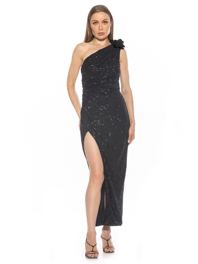Alexia Admor Alessi Sequin One-shoulder Gown In Black