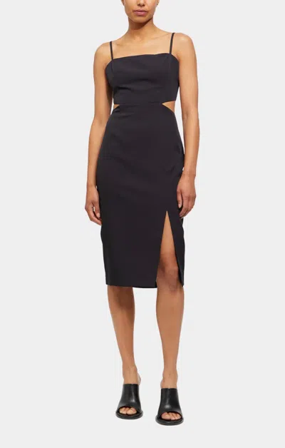 French Connection Echo Crepe Cut Out Slip Dress In Black In Black