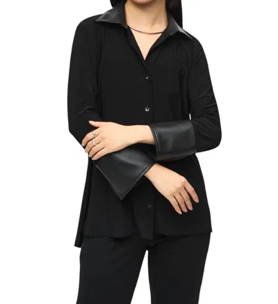 Joseph Ribkoff Minimalist Cutaway Nightout Shirt In Black In Black