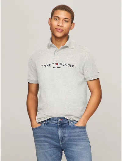 Tommy Hilfiger Regular Fit Embroidered Tommy Logo Polo In Grey