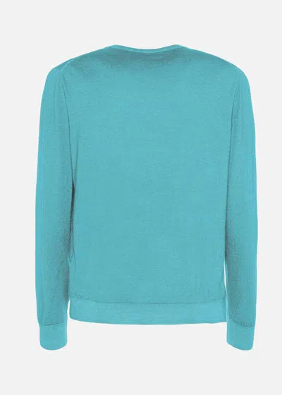 Malo Man Sweater Turquoise Size 46 Virgin Wool