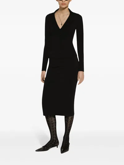 Dolce & Gabbana Cady Calf-length Skirt With Slits