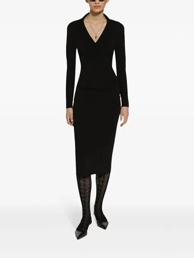 Dolce & Gabbana Cady Calf-length Skirt With Slits