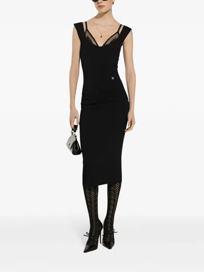 Dolce & Gabbana Dg Logo Plaque Sleeveless Knitted Dress