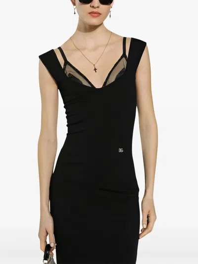 Dolce & Gabbana Dg Logo Plaque Sleeveless Knitted Dress