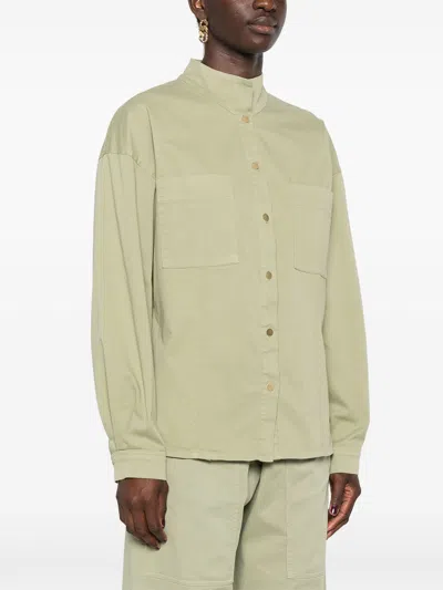 Forte Forte Cotton Blend Twill Mandarin Collar Shirt