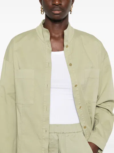 Forte Forte Cotton Blend Twill Mandarin Collar Shirt