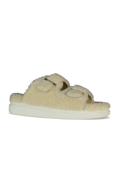 Alexander Mcqueen Alexander Mc Queen Shearling Lined Slides In Cream