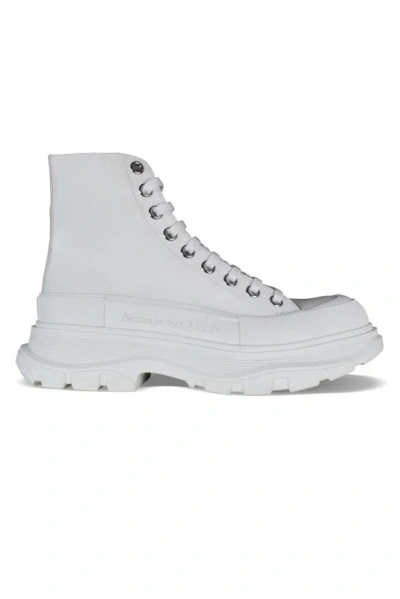 Alexander Mcqueen 45mm Tread Slick Canvas Combat Boots In White
