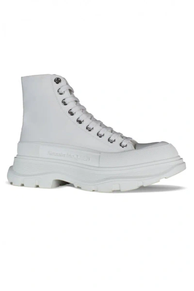 Alexander Mcqueen 45mm Tread Slick Canvas Combat Boots In White