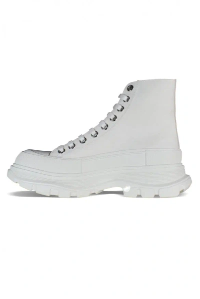 Alexander Mcqueen 45mm Tread Slick Canvas Combat Boots In White