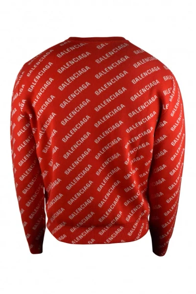 Balenciaga All-over Logo Print Sweatshirt In Red