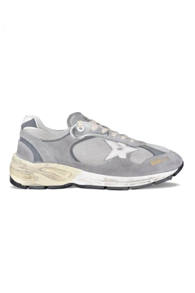Golden Goose White Low-top Sneakers With Suede Inserts And Side Star In Leather Man In Gray