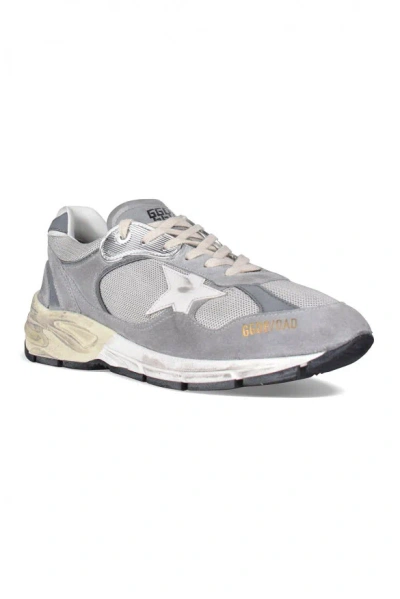 Golden Goose White Low-top Sneakers With Suede Inserts And Side Star In Leather Man In Gray