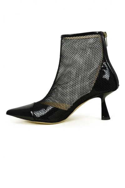Jimmy Choo Kix 65 Mesh And Patent-leather Ankle Boots In Black